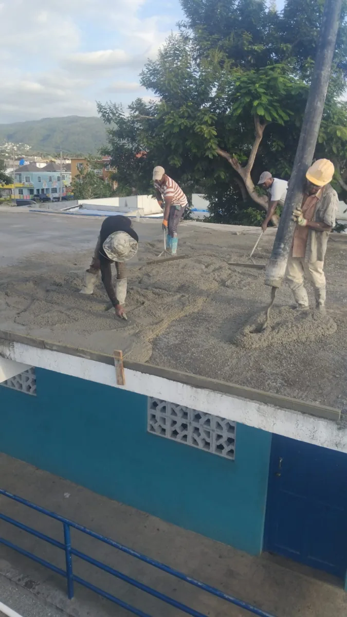 Roof deck concrete finishing in Montego Bay, Jamaica